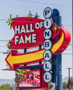 Pinball Hall of Fame sign in Las Vegas – collecting pinball machines