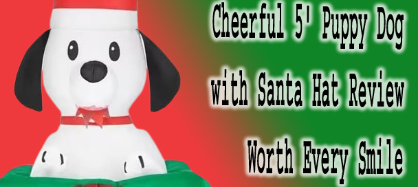 5' Puppy Dog with Santa Hat