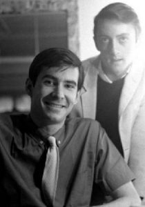 Anthony Perkins and Grover Dale backstage during the Broadway production of Greenwillow (1960)