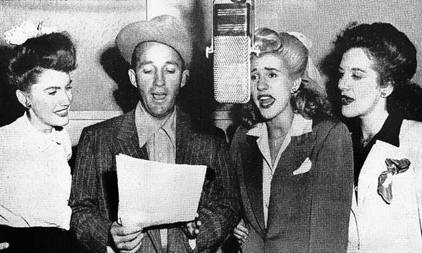 Bing Crosby listening to playback