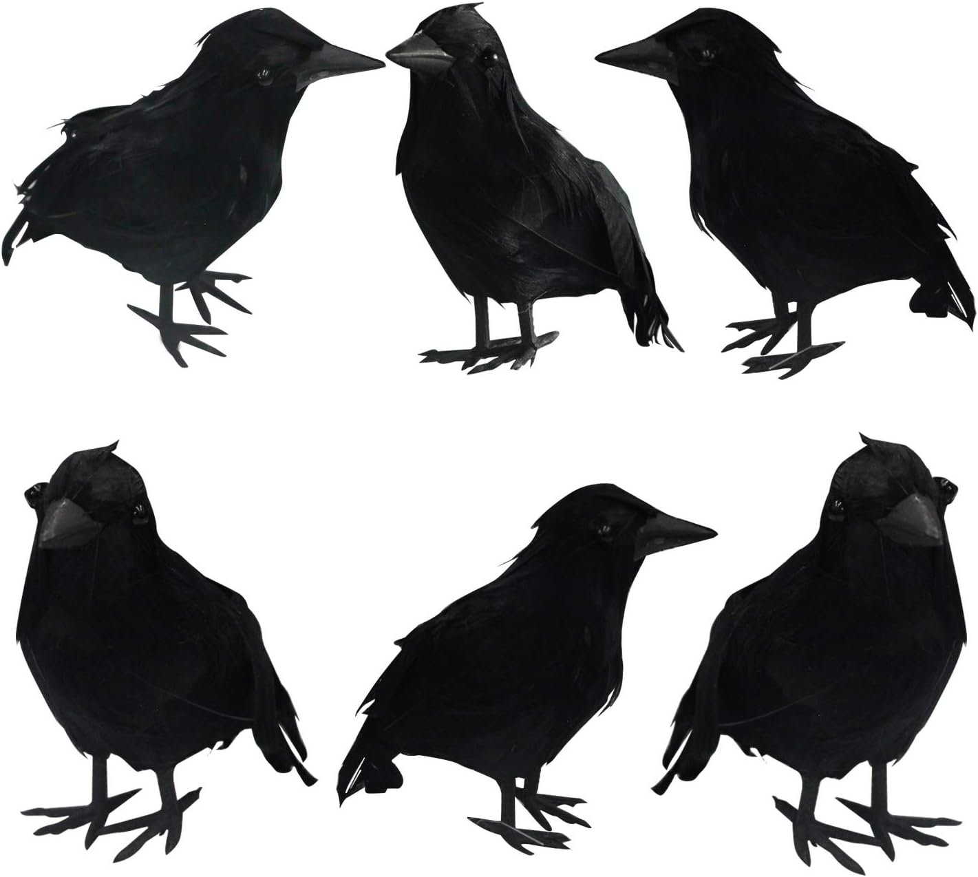 Black Feathered Foam Crows Halloween Decoration