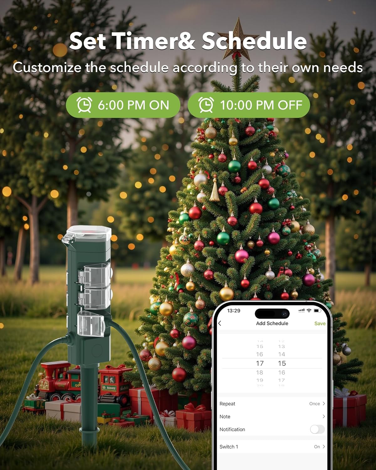 HBN 6-Outlet Outdoor Smart Plug for Christmas Light Displays