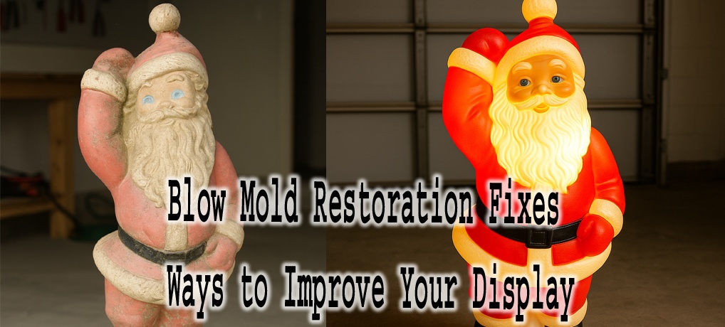 Restored Santa blow mold before and after comparison