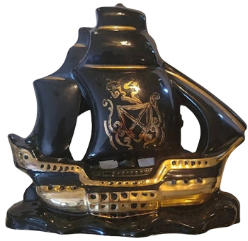 Black and gold mid-century cutter ship TV lamp