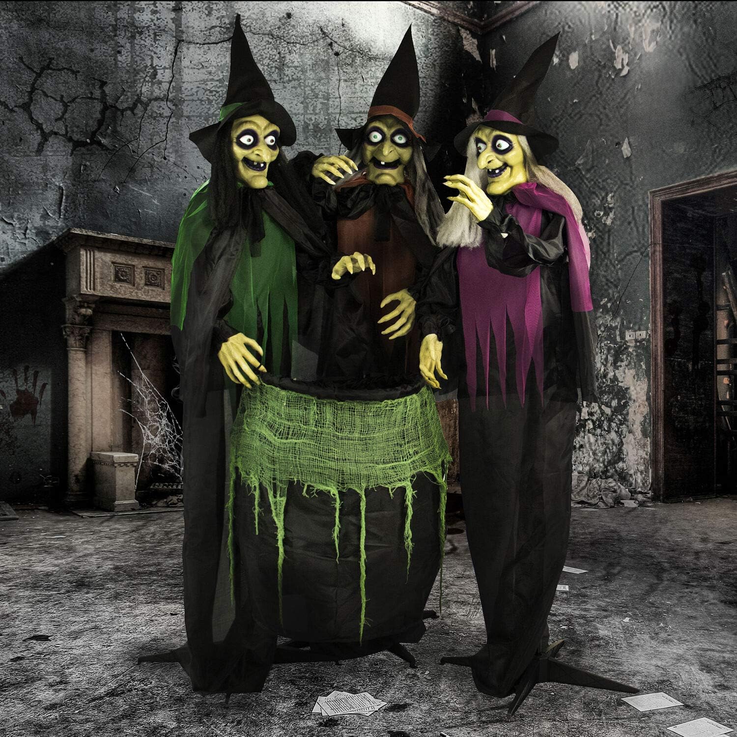 Front view of 3 Witches with Cauldron