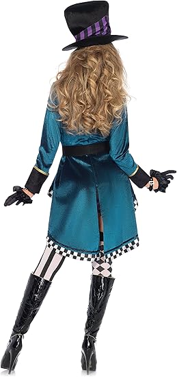 Back view of Mad Hatter jacket showing checkered trim and gold details