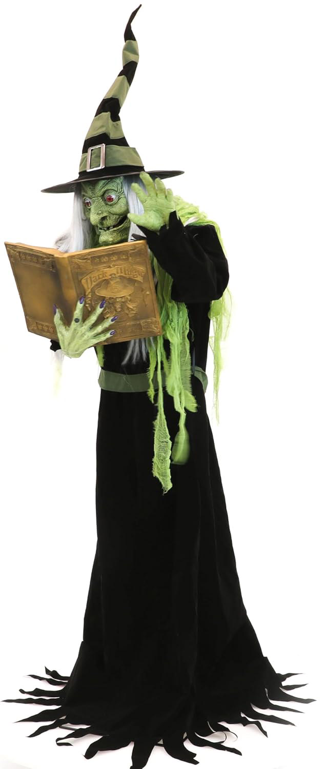 Side view of Enchantress Witch Animatronic casting spell