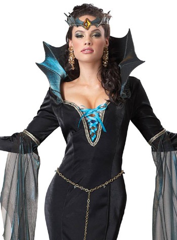 Close Up view of Evil Sorceress Costume with sleeve veils and belt