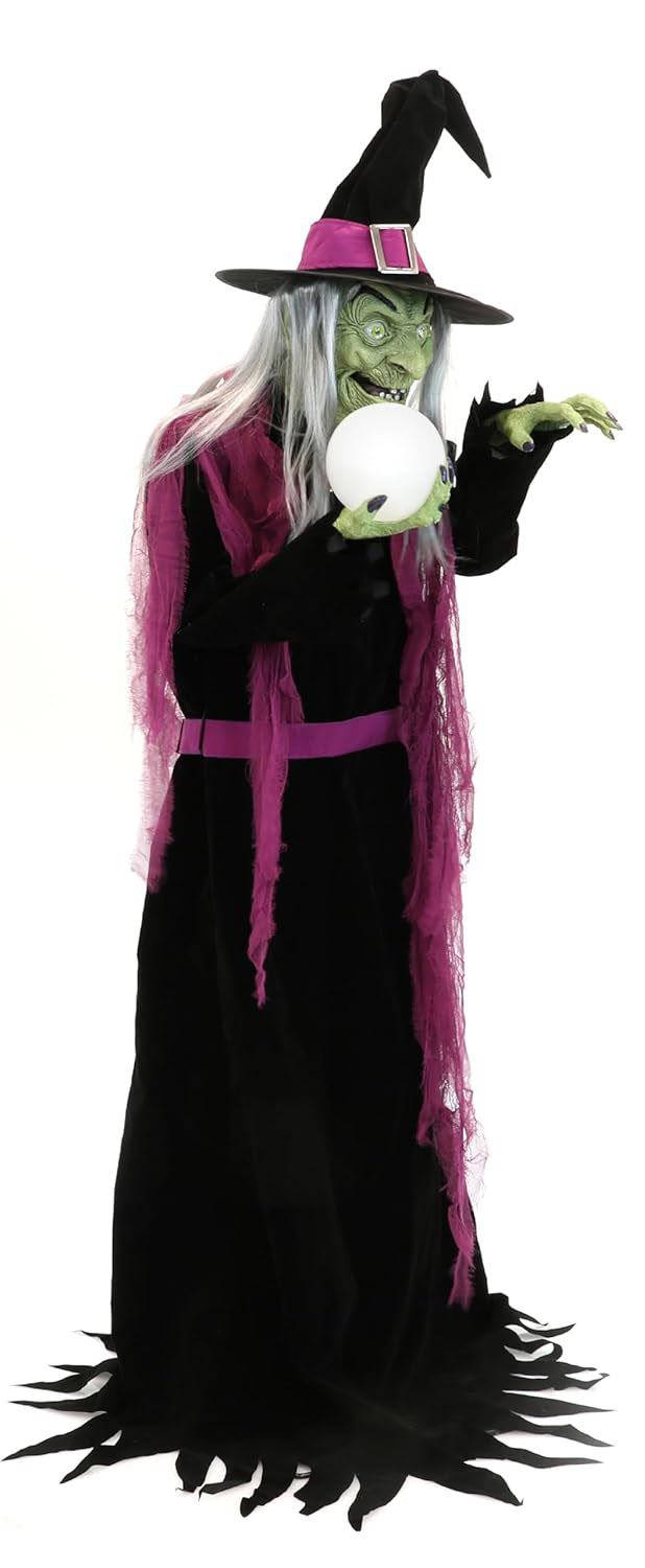 Side view of Fortune Teller Witch and glowing orb