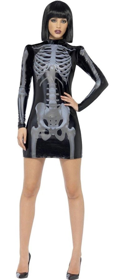 Main view of pleather skeleton dress