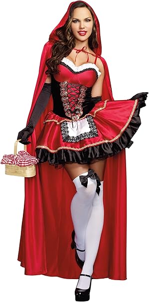 Front view of Little Red Riding Hood Costume with corset detail