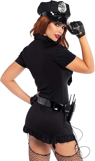 Side view of Dirty Cop Costume with full accessory set