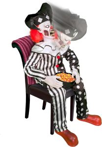 Sitting Scare Clown Animatronic Side View