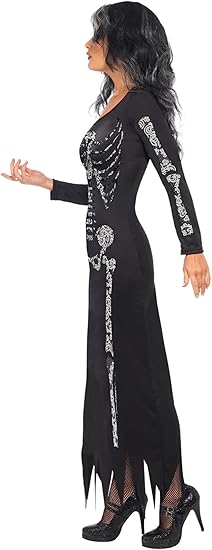 Side view of Skeleton Halloween Dress with form-fitting shape