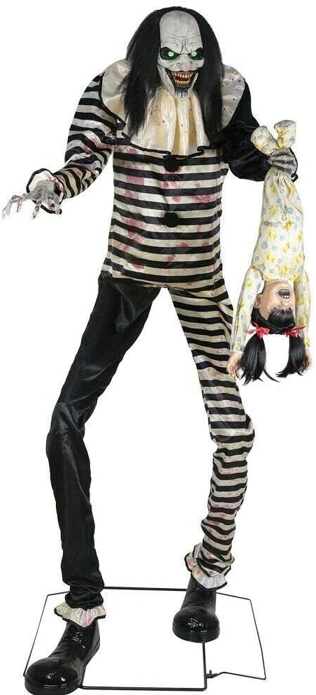 Front view of Sweet Dreams Clown Animatronic with victim