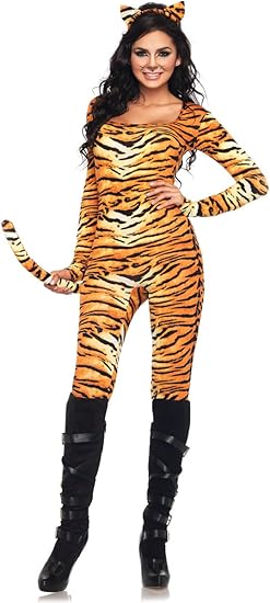 Side view of Wild Tigress Catsuit with tail