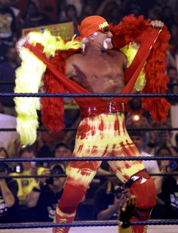 Hulk Hogan rips shirt during WWF entrance