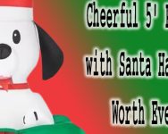 5' Puppy Dog with Santa Hat