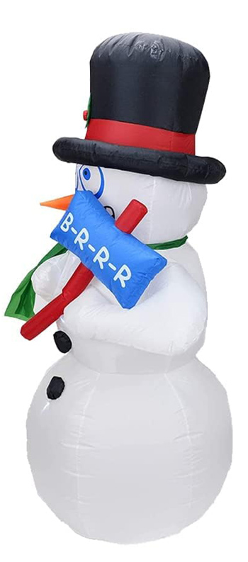 6 Ft Shivering Snowman Inflatable side view