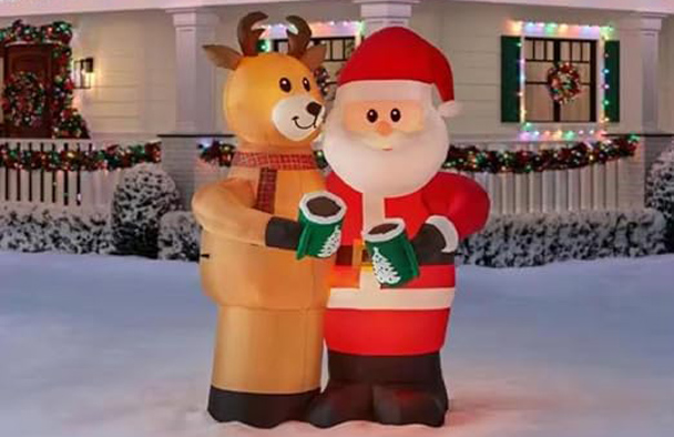 8 Ft Animated Santa and Reindeer in outdoor display