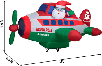 8 Ft Animated Santa Flying an Airplane main view