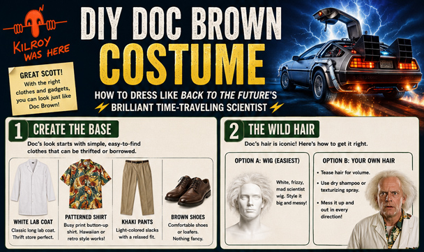 Infographic of the DIY Doc Brown Costume