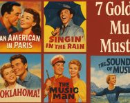 Collage of classic from the Golden Age Musical Must-Haves musicals featuring Gene Kelly, Judy Garland, and Julie Andrews