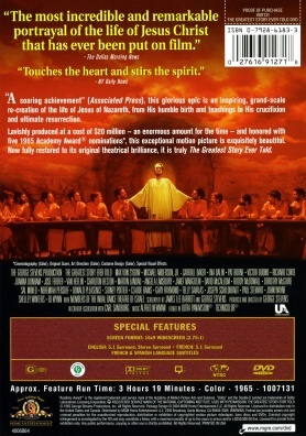 Back cover of The Greatest Story Ever Told DVD