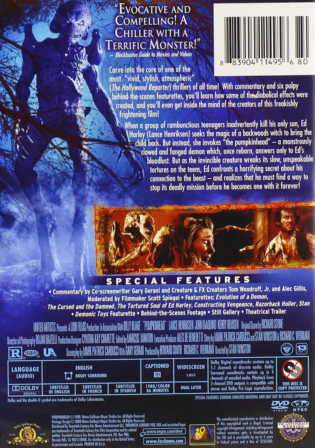 Back cover of Pumpkinhead DVD