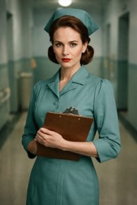 DIY Nurse Ratched Costume in green 1940s nurse uniform