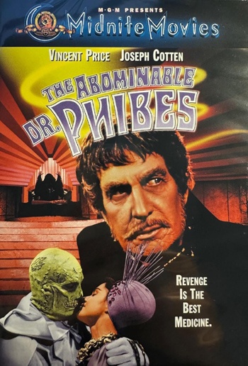 The Abominable Dr. Phibes DVD cover featuring Vincent Price as Dr. Anton Phibes