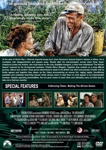 Back cover of The African Queen DVD