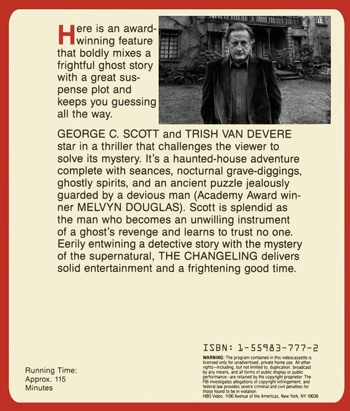 Back cover of The Changeling DVD