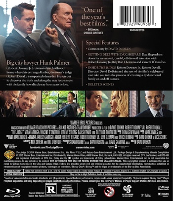 Back cover of The Judge Blu-ray