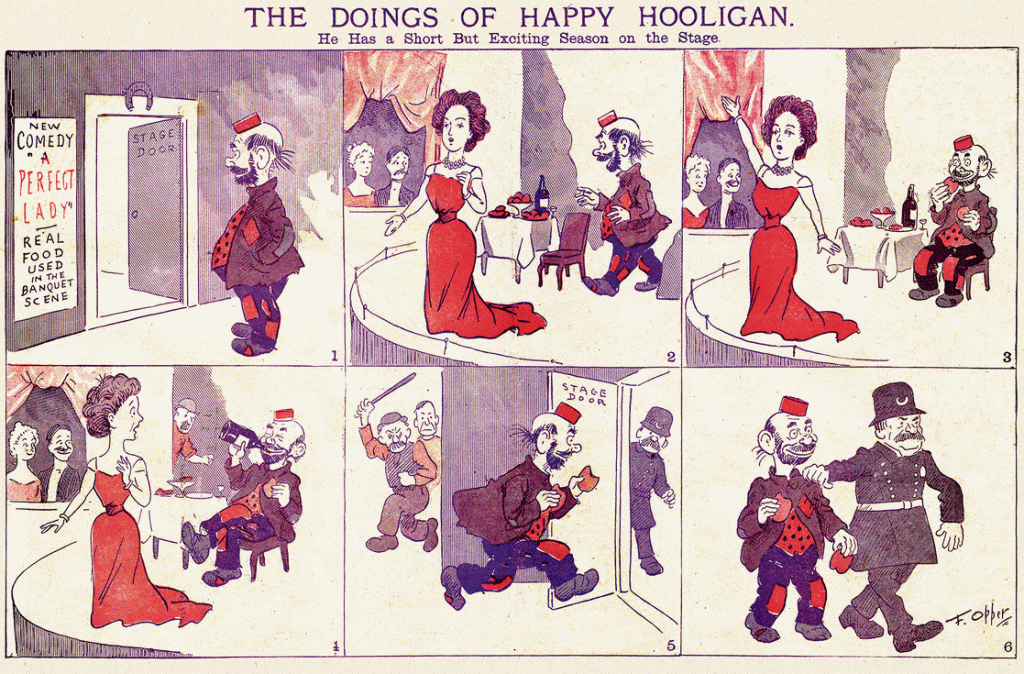Happy Hooligan comic strip panel reflecting Irish stereotypes in early American newspaper publishing