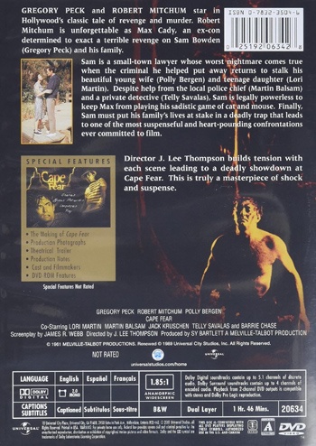 Back cover of Cape Fear DVD
