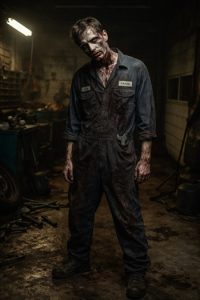 DIY Zombie Mechanic Costume horror Halloween idea