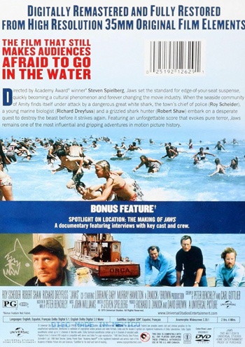 Back cover of Jaws DVD