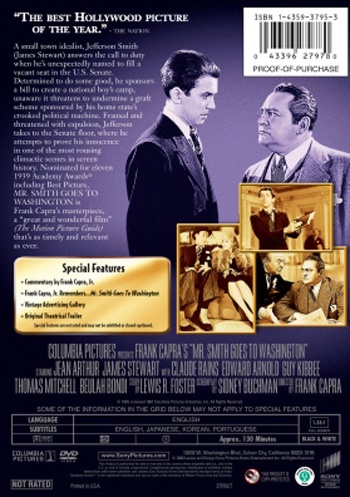 Back cover of Mr. Smith Goes to Washington DVD
