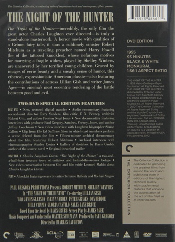 Back cover of The Night of the Hunter DVD
