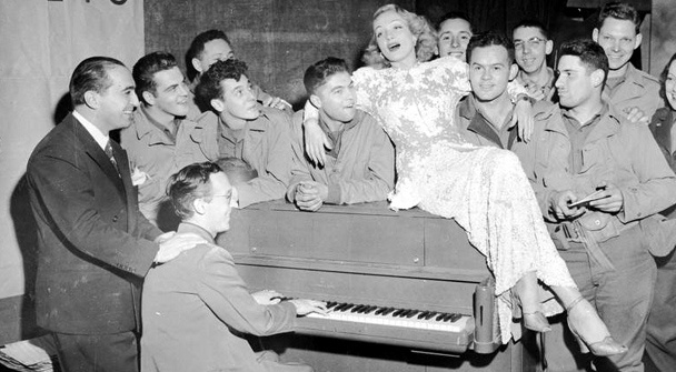 Marlene Dietrich during a concert in France