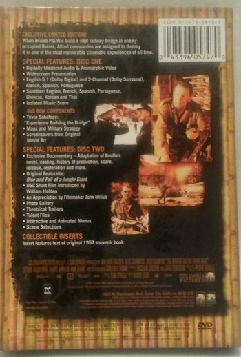 Back cover of The Bridge on the River Kwai DVD