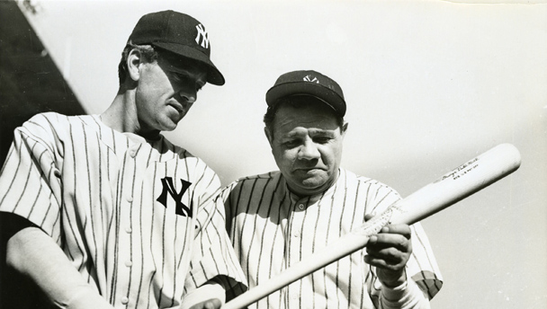Cooper with Babe Ruth in a publicity photo for the film