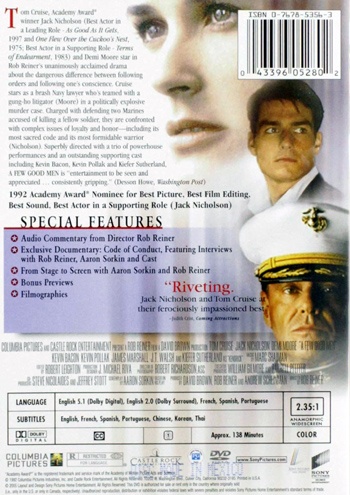 Back cover of A Few Good Men DVD