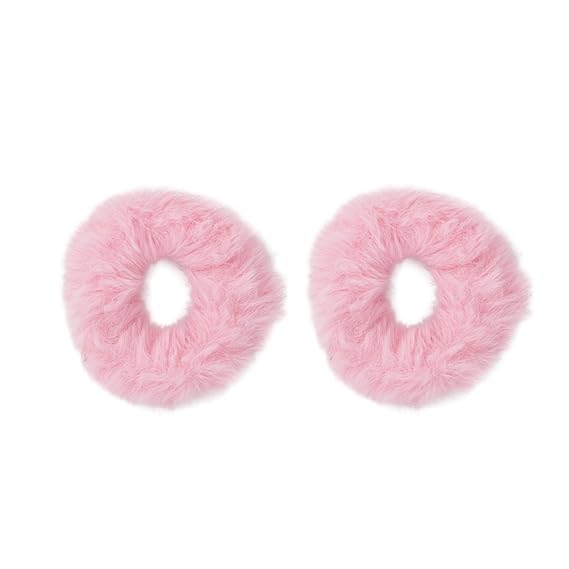 Fuzzy Pink Fur Scrunchies for DIY Britney Spears Costume