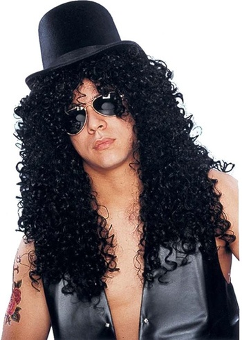 DIY Slash Costume Curly Rocker Wig Deluxe Black