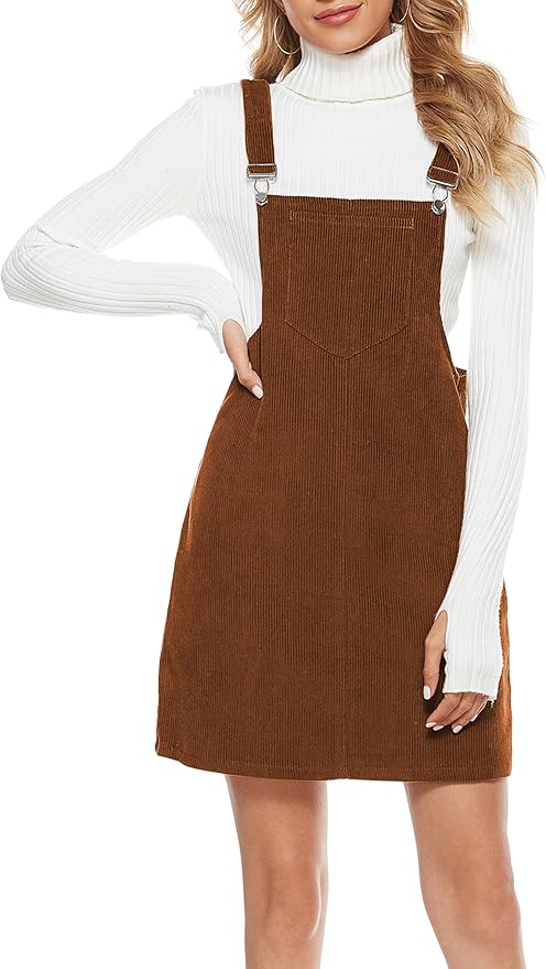 Corduroy A Line Overall Dress