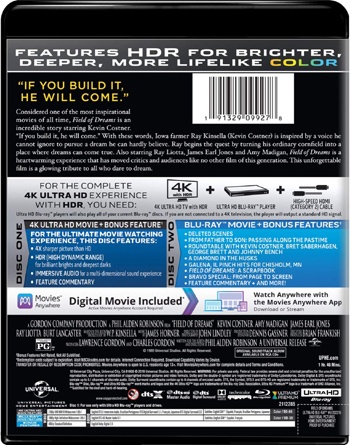 Back cover of Field of Dreams 4K