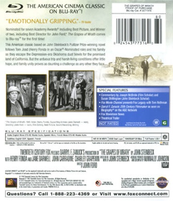 Back cover of The Grapes of Wrath DVD