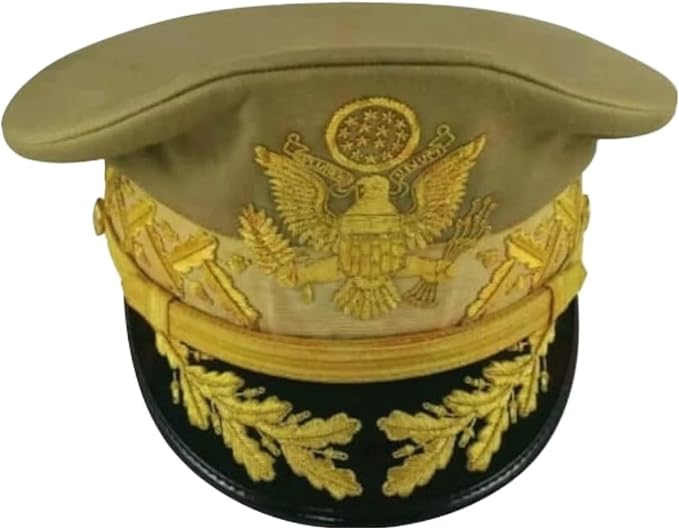General Douglas MacArthur Khaki Military Cap with Gold Embroidery